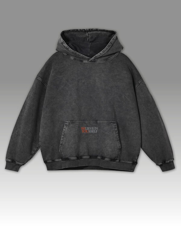Bluza oversize z kapturem <br>Haft Believe in Yourself <br>Efekt sprania